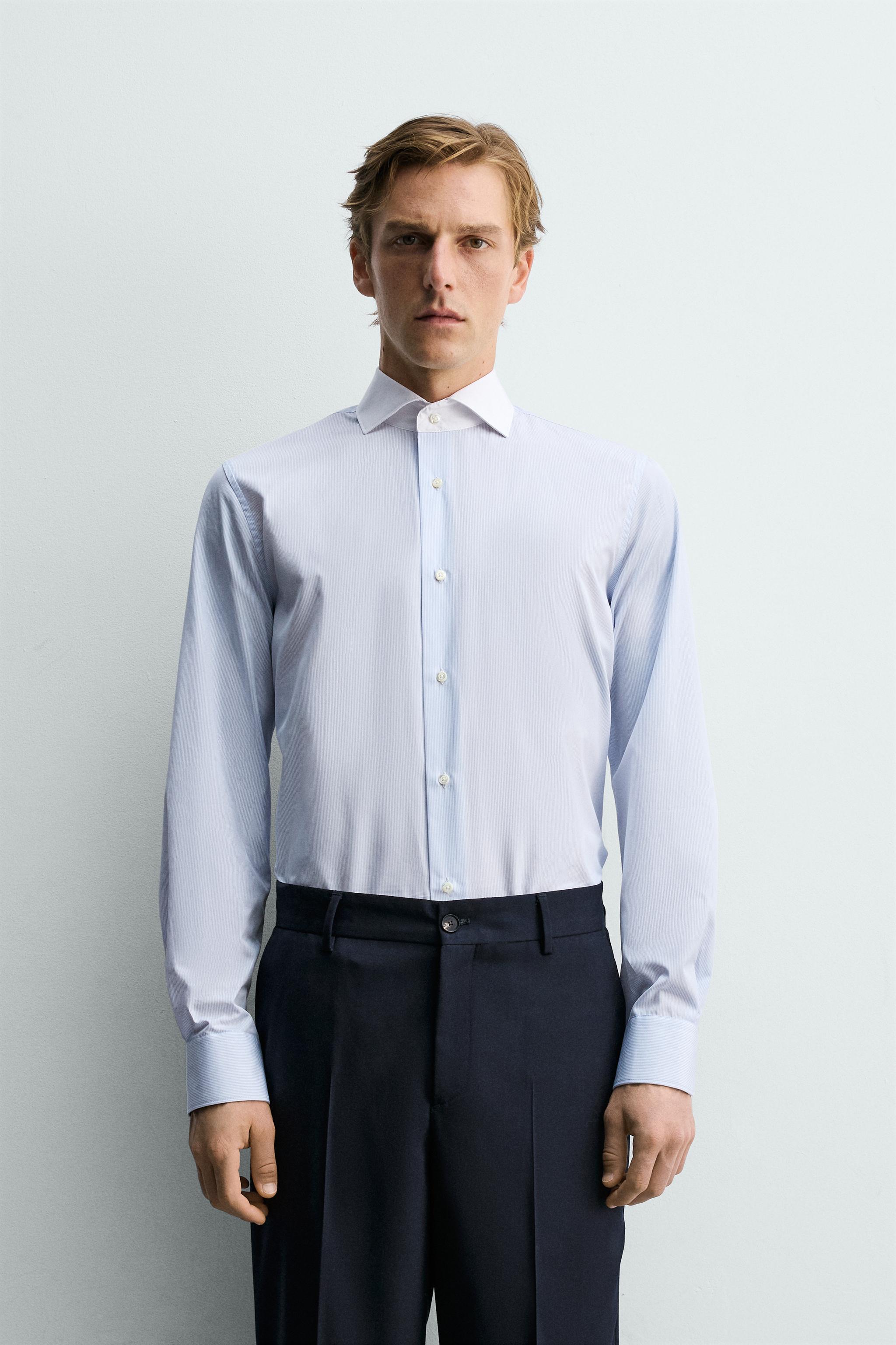 SLIM FIT CONTRAST COLLAR SHIRT